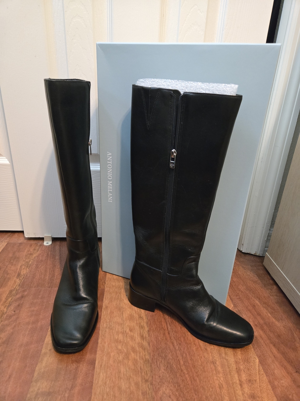 Antonio Melani Black Leather Knee Boots